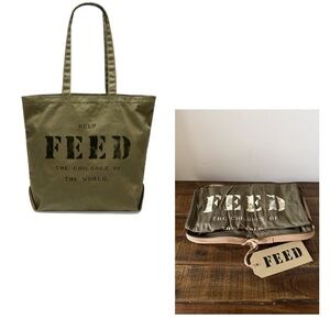 Two New FEED 10 Army Green Tote Bags